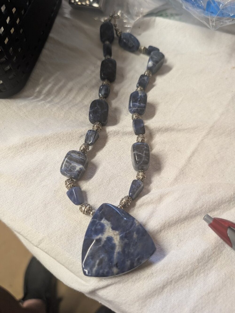 Sodalite Beaded Necklace with Large Pendant - 25% Off When You Bundle 5+ Items!